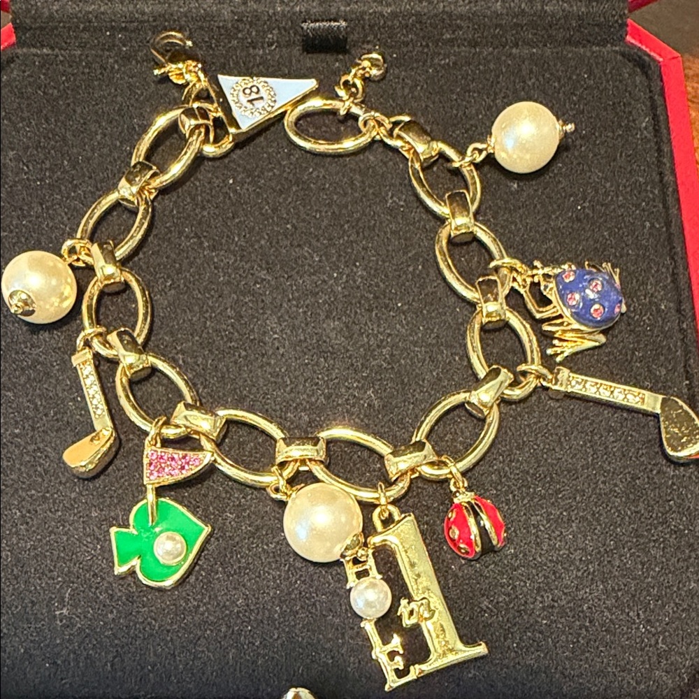 Kate Spade Gold Charm Bracelet with Colorful Accents